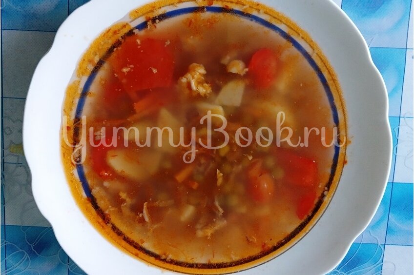 Суп с лечо и горошком