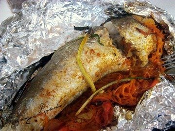 Рыба с овощами и черемшой
