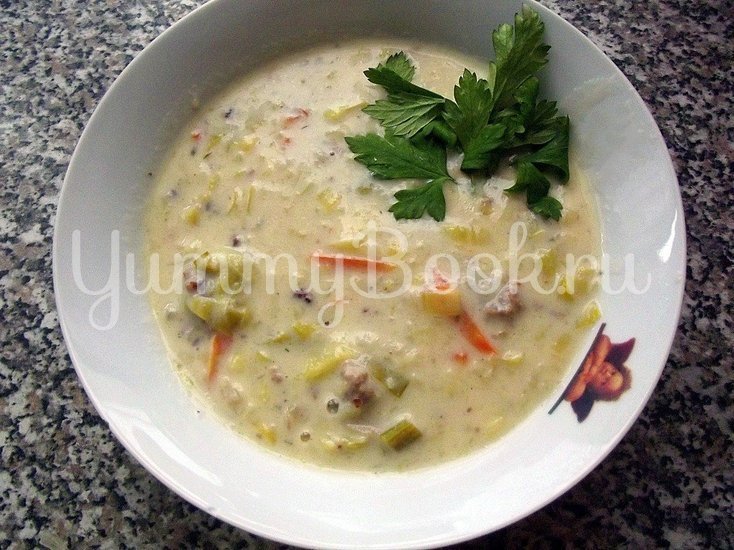 Сырный суп с луком пореем в мультиварке - шаг 6