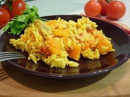 Пряный рис с тыквой и овощами