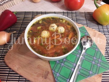 "Тройной" томатный суп с куриными фрикадельками - шаг 15