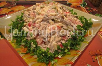 Салат с сердцем, копченым сыром и овощами - шаг 4