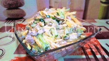 Салат с мясом и яичными блинчиками - шаг 5