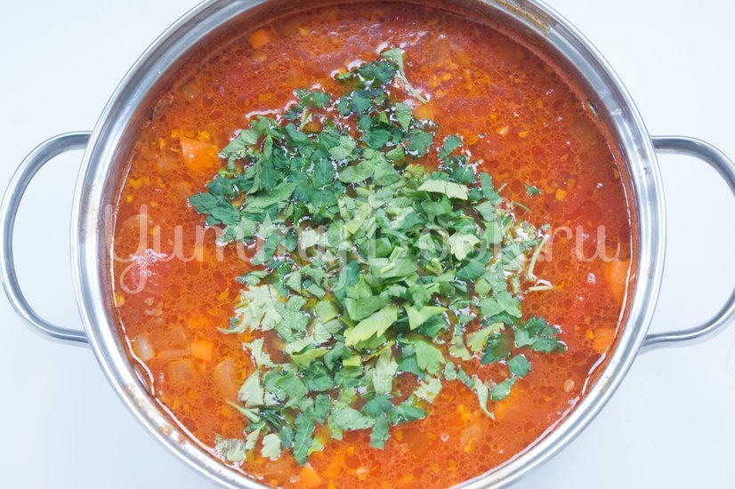 Острый томатный суп с гречневой крупой - шаг 6