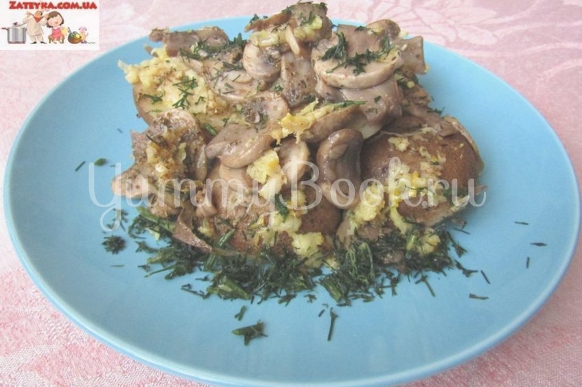 Картошка с грибами и чесноком в духовке (постный рецепт)