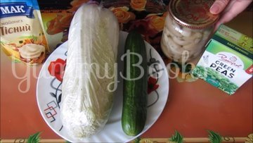 Постный салат с пекинской капустой и грибами - шаг 1