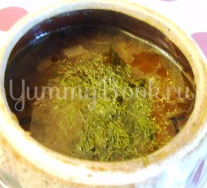 Суп с сушёными грибами и плавленным сырком в духовке - шаг 13