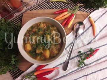 Тыквенно-чечевичный суп с копчёной курицей - шаг 13