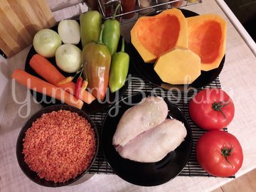 Тыквенно-чечевичный суп с копчёной курицей - шаг 1