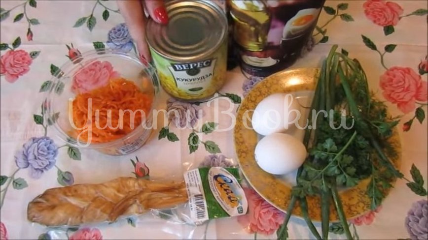 Салат с копченым сыром «Косичка» и морковью по-корейски - шаг 1