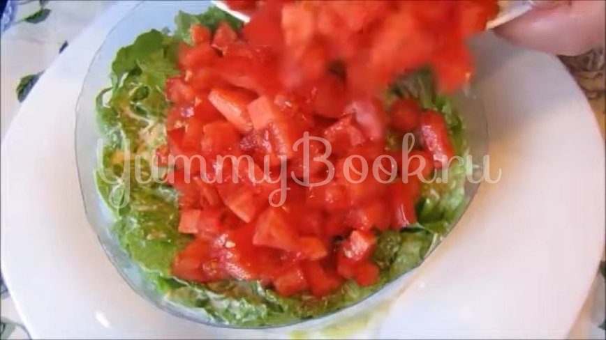 Постный слоеный салат с грибами и помидорами - шаг 4