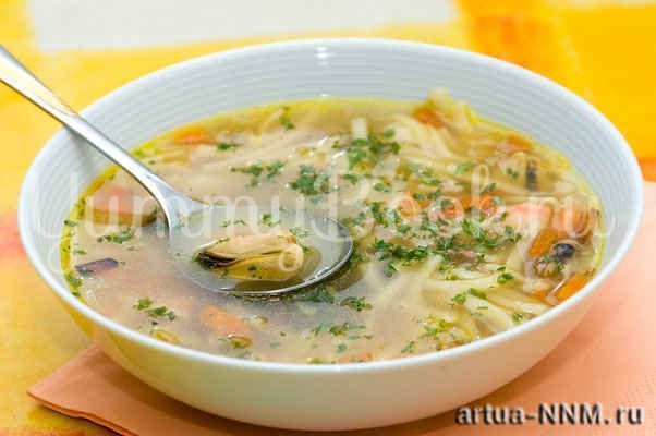 Суп-лапша с морепродуктами