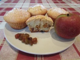 Кексы на кефире с яблоком и изюмом