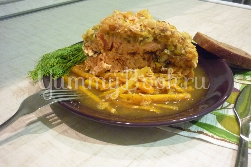 Рецепт Запечённый лосось в апельсиново-чесночном соусе